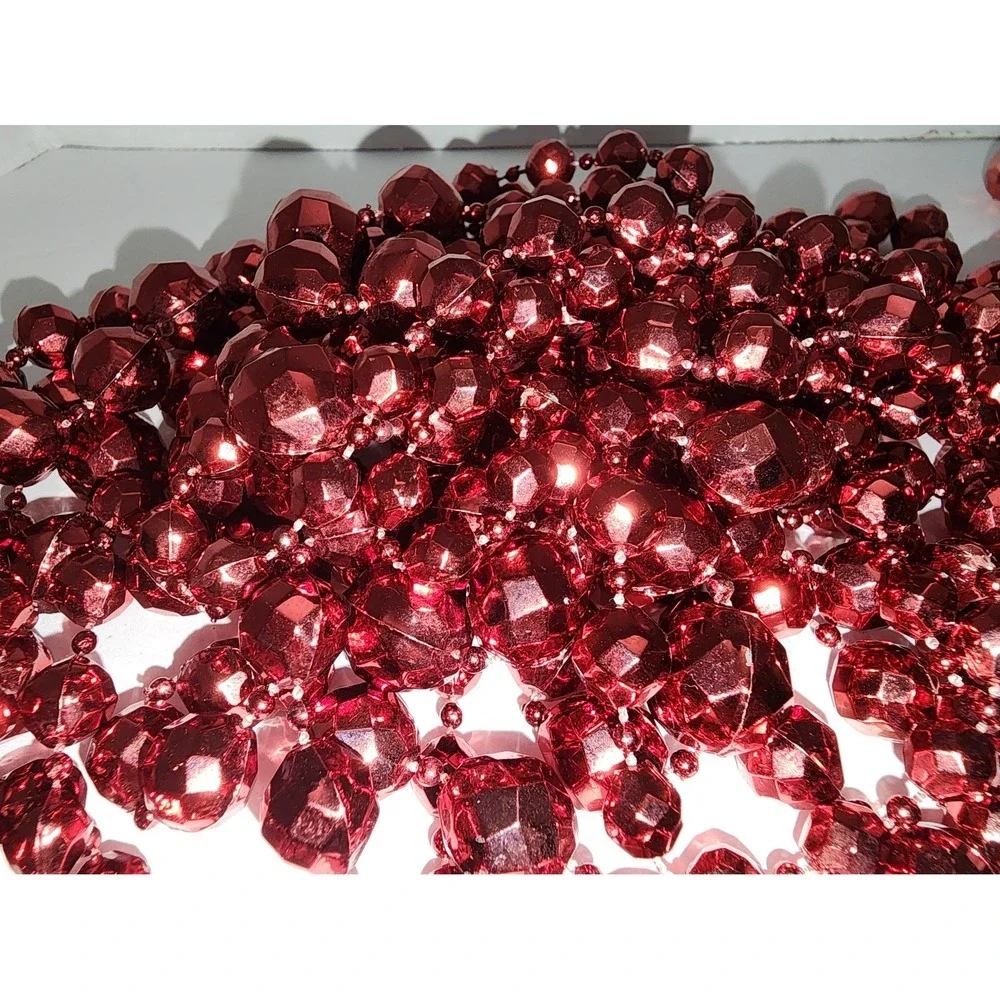 Two‎ stands of vintage faceted plastic red Christmas Beads String